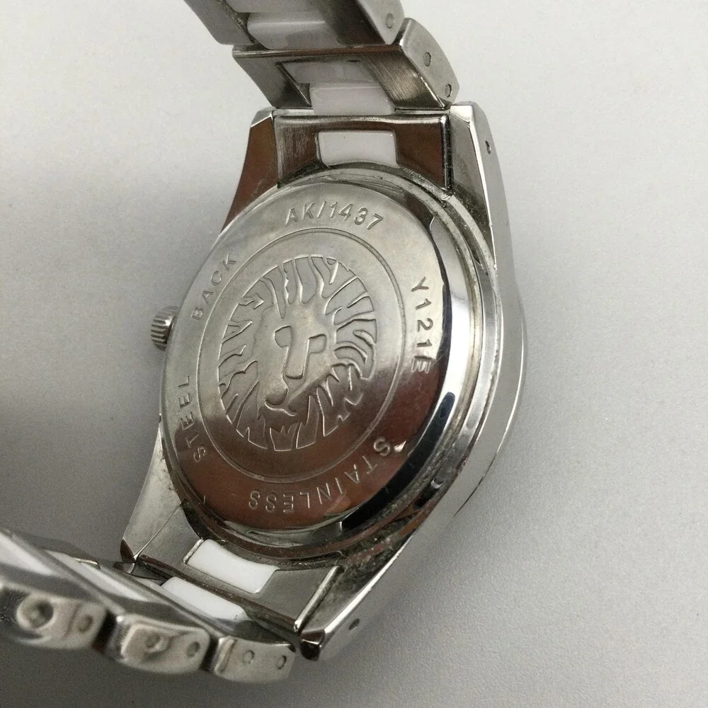 Anne Klein Diamond Women Watch 38mm Silver White Bracelet AK/1487 New Battery 7